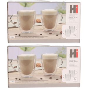Set van 4x dubbelwandige koffieglazen / cappuccino glazen 270 ml - Dubbelwandige glazen voor cappuccino