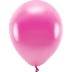 100x Milieuvriendelijke ballonnen fuchsia roze 26 cm voor lucht of helium