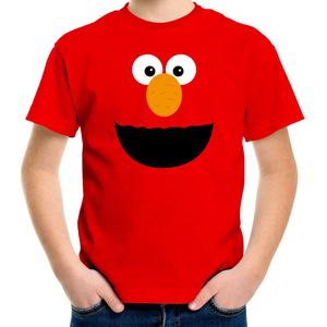 Rode Cartoon Knuffel Gezicht Verkleed T-shirt Rood Voor Kinderen