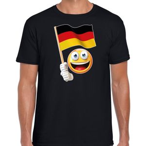 Duitsland fan shirt met emoticon en Duits zwaaivlaggetje zwart voor heren