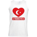 Turkije hart vlag mouwloos shirt wit heren