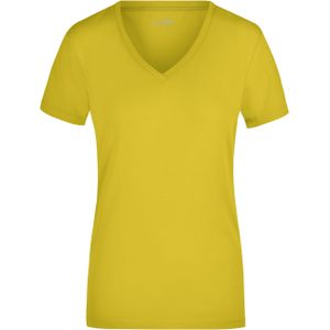 Gele dames t-shirts met V-hals