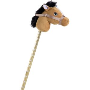 Pluche Stokpaardje Bruin 70 cm - Speelgoed Pony / Paard Stokpaardjes met Zwarte Manen