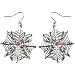 Heksen halloween oorbellen met spinnenweb en spinnen  voor dames