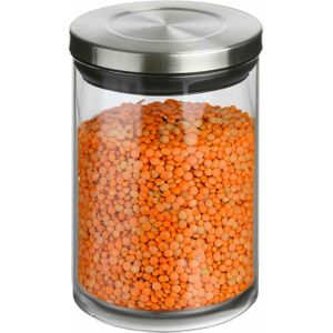 Voorraadbus/voorraadpot 0,6L glas met RVS deksel - 600 ml - Voorraadpotten met luchtdichte deksel