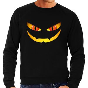 Monster gezicht horror trui zwart voor heren - verkleed sweater / kostuum