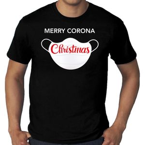 Zwart  Kerst shirt/ Kerstkleding Merry corona Christmas voor heren grote maten
