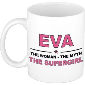 Naam cadeau mok/ beker Eva The woman, The myth the supergirl 300 ml