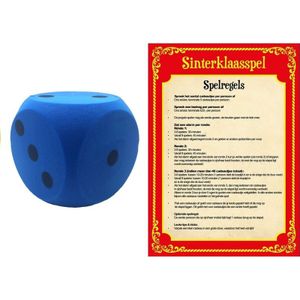 Sinterklaas spel met blauwe dobbelsteen - Pakjesavond Sinterklaasspel dobbelstenen set