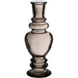 Ideas 4 Seasons Bloemenvaas Venice - voor kleine stelen/boeketten - gekleurd sierglas - helder grijs smoke - D5.7 x H15 cm