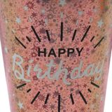 Santex Verjaardag feest bekertjes happy birthday - 10x - rose goud - karton - 270 ml