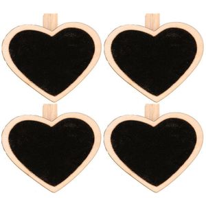 16x stuks houten bruiloft memo bordjes hartjes op knijpertje 5 cm