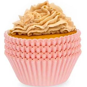 Kinvara&amp;nbsp;muffin en cupcakes maken vormpjes - papier - roze - set 100x stuks - dia 10 cm