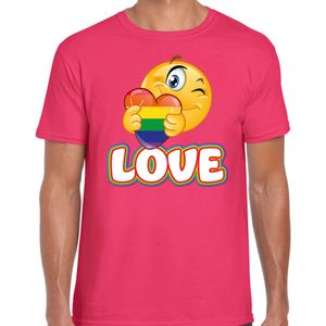 Bellatio Decorations Gay Pride shirt - love - regenboog - heren - roze
