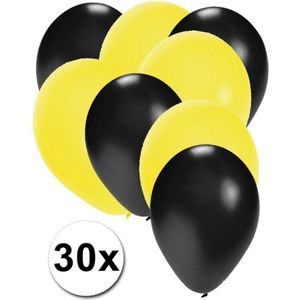 Zwarte en gele ballonnen 30 stuks