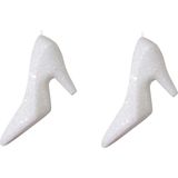 2x Witte hakken/pumps kersthangers kerstversiering 10 cm