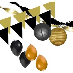 Zwart en Gouden feestartikelen decoratie pakket XXL