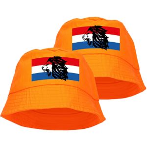 3x stuks oranje supporter / Koningsdag vissershoedje met Hollandse vlag en leeuw