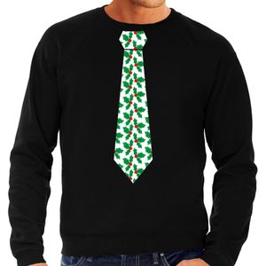 Stropdas Kersttrui/kerst sweater mistletoe zwart voor heren