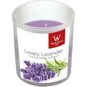 1x Geurkaars lavendel in glazen houder 25 branduren - Geurkaarsen lavendel geur - Woondecoraties