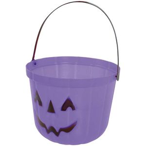 Trick or treat snoep emmertje - pompoen - paars - D20 cm