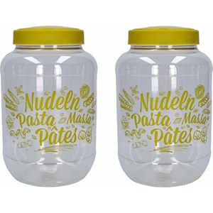 3x stuks pasta voorraadpot/bewaarpot groene deksel 3700 ml kunststof 15,5 x 25 cm