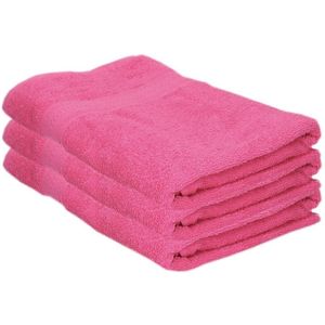 3x Badkamer/douche handdoeken fuchsia roze 70 x 140 cm