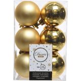 Kerstversiering kunststof kerstballen mix goud/ camel bruin 4 en 6 cm pakket van 80x stuks