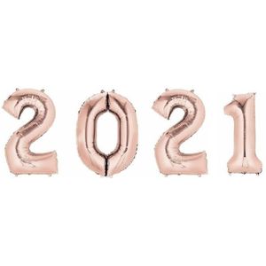New Year versiering 2021 ballonnen rose goud