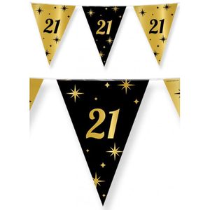 Leeftijd verjaardag feest vlaggetjes 21 jaar geworden zwart/goud 10 meter