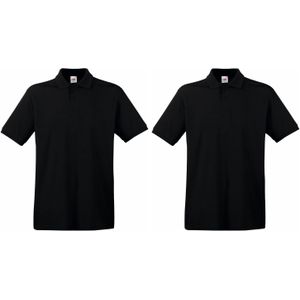 2-Pack maat 2XL premium polo t-shirt / poloshirt zwart van katoen voor heren