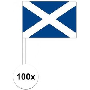 100x Schotland decoratie papieren zwaaivlaggetjes
