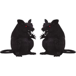 Nep Ratten - 3x - 23 X 18 cm - Zwart - Horror/Griezel Thema Decoratie Dieren