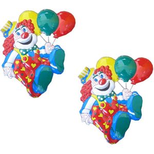 2x stuks carnaval decoratie schild clown ballonnen 50 x 45 cm