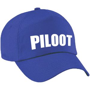 Carnaval verkleed pet / cap piloot blauw voor kids