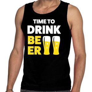 Time to drink Beer fun tanktop / mouwloos shirt zwart voor heren