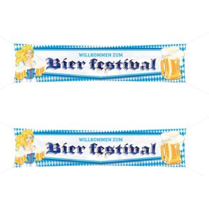 2x Beierse/Bayern print mega vlag/straatbanier met bier 40 x 180 cm feestversiering