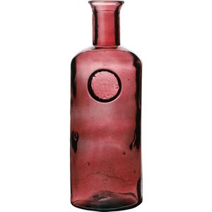 Natural Living Bloemenvaas Olive Bottle - robijn rood transparant - glas - D13 x H35 cm - Fles vazen