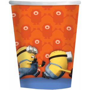 8x Minions bekertjes oranje karton 266 ml