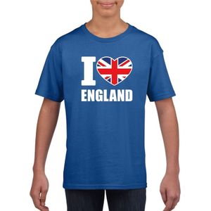I love England/ Engeland supporter shirt blauw jongens en meisjes