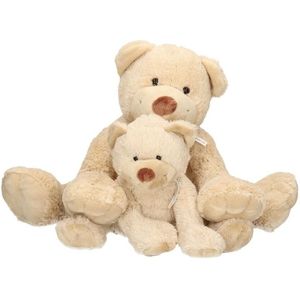 2x Beige Happy Horse moeder en kind beren knuffels Boogy 35 en 24 cm knuffeldieren