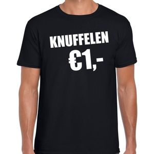 Zwart knuffelen 1 euro fun shirtje - feest t-shirt voor heren