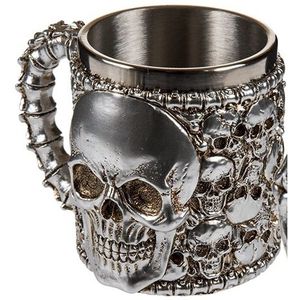 Mok met doodskoppen zilver 16 cm