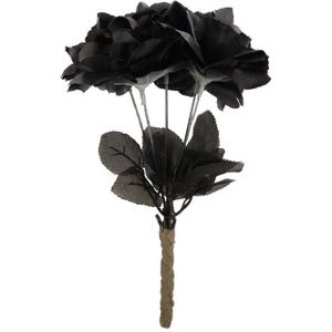 Halloween accessoires rozen/bloemen boeket - zwarte rozen - 35 cm