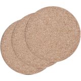 Zeller pannenonderzetters rond - 3x - kurk - dia 30  cm - Pannen/schalen onderzetters - lichtbruin