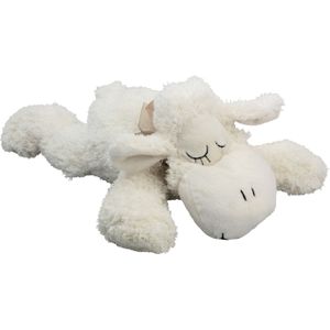 Inware pluche lammetje/schaap knuffeldier - wit - liggend - 30 cm