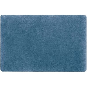 Spirella badkamer vloer kleedje/badmat tapijt - hoogpolig en luxe uitvoering - blauw - 50 x 80 cm - Microfiber