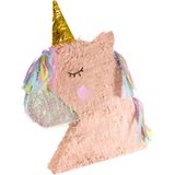 Verjaardag Pinata eenhoorn - roze - 45 x 40 cm - set met stok en masker