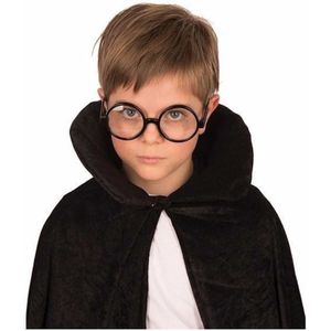 Carnaval verkleed bril zwart met ronde glazen voor de Harry Look