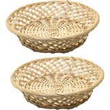 Broodmand rond - 2x - kunststof - D33 cm - mandje rotan/riet